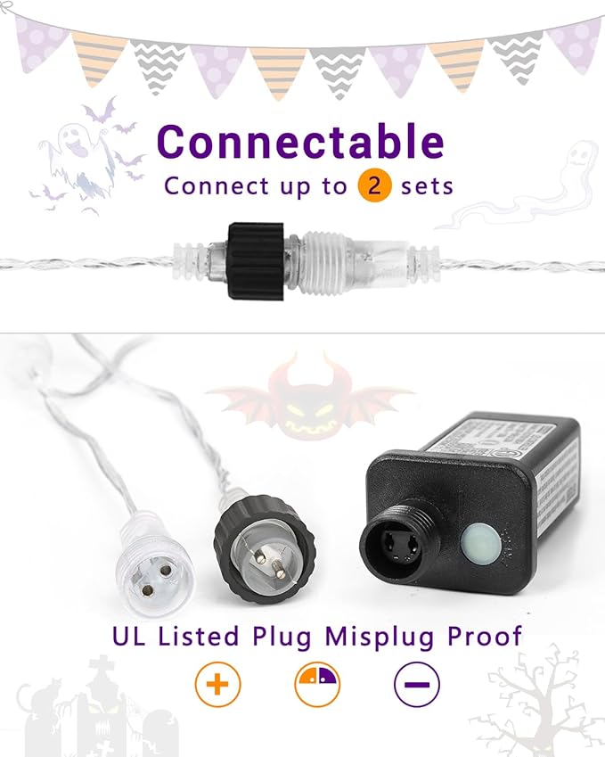 Halloween Lights Outdoor 20 Tubes 480 LED Raindrop Meteor Shower Icicle Lights with Timer Function Cascading Light Falling Rain Light for Halloween Orange Purple