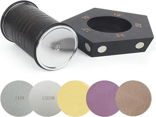 Rolling Knife Sharpener with 2 Diamond Disc and 2 Corundum Disc, Rolling Knife Sharpener Kit with 5 Magnetic Angle Offer 12/15/18/20/22° for Kitchen Knives (SET-B)