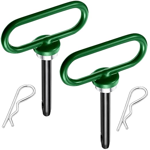 2 Packs Magnetic Hitch Pin, Lawn Mower Trailer Hitch Pins 1/2 Inch with Handle and Clip, Trailer Gate Pin for Mowers, Tractor Truck, Towing Cargo, ATV - Simple One Handed Hook On & Off(Green