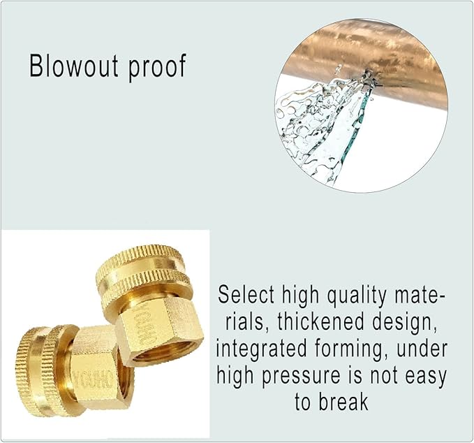 YOUHO Garden Hose Adapter Double Female Brass Swivel Thread Size 1/2" NPT (F) to 3/4" NH (F) Garden Pipe Joint Extension Repair Fitting(1 Pack)