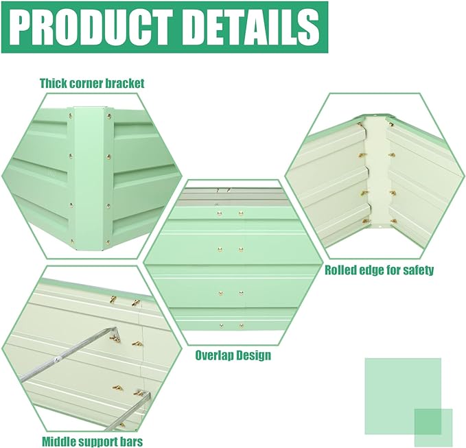 SnugNiture Galvanized Raised Garden Bed 8x4x1FT Outdoor Large Metal Planter Box Steel Kit for Planting Vegetables, Flowers