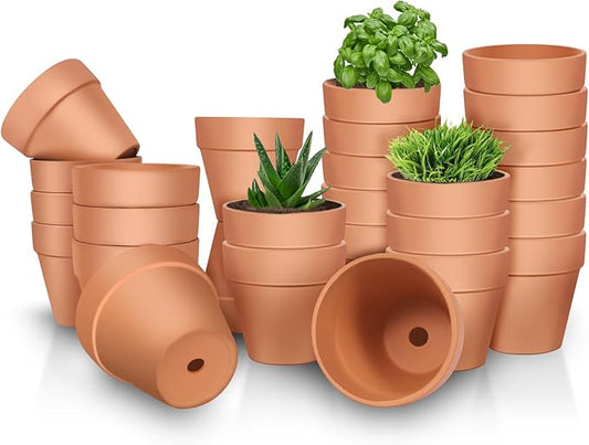 3 inch Terracotta Clay Pots, 26 Pack Clay Flower Pots with Drainage, Flower Garden Clay Pots, Terracotta Pots for Indoor Outdoor Plant, Crafts, Wedding Favor