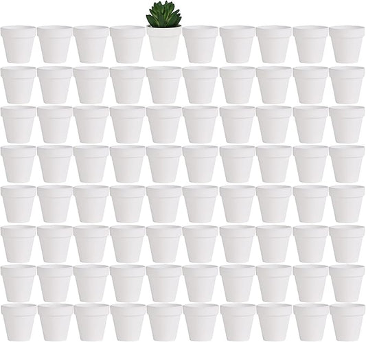 Yishang 2 inch White Small Terracotta Pots with Drainage Holes,Mini Clay Ceramic Pottery Planter,Cactus Flower Nursery Terra Cotta Pots, for Indoor/Outdoor Succulent Plants, Crafts(80 Pack)