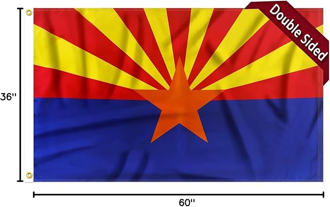 FLAGWIN Arizona Flag 3x5 FT - Double Sided Flag Outdoor 3 Ply - Vivid Color and Fade Proof State of Arizona Flags with Brass Grommets
