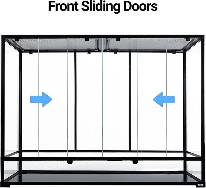 OiiBO 135 Gallon Reptile Terrarium, 48" x 18" x 36" Full Tempered Glass Vertical Reptile Tank,Front Sliding Door with Top Screen Ventilation Reptile Amphibian Tall & Extra-Long Habitat Enclosure Cage