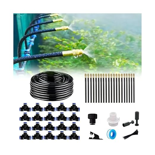 New drip Irrigation kit, Automatic Garden Watering System, Quick Connector and 360-degree Bending Dropper atomizing Copper Nozzle, Garden Plant Lawn Courtyard Watering System. (20spray nozzles)