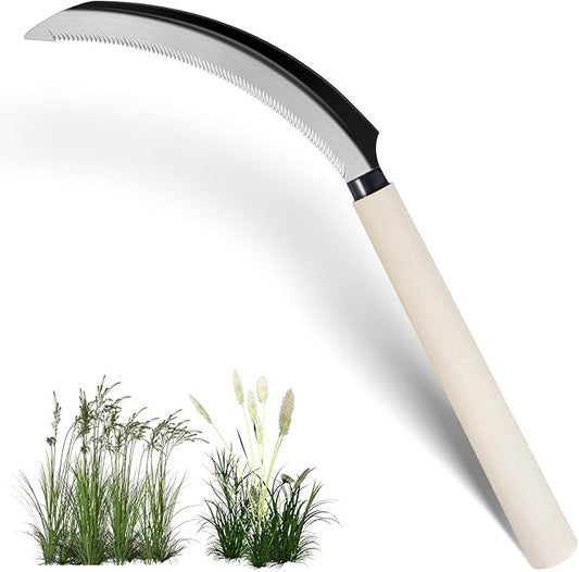 Sod Cutter Japanese Weeding Sickle, Japanese Weeding Tool with Sawtooth, Hand Sickle Weeding Tools for Garden, Hand Hoe Garden Tool, Light Serration, Stainless Steel Blade, Sharp