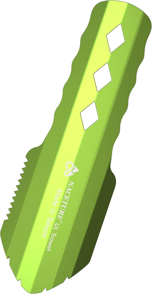 NACETURE Ultralight Backpacking Trowel Aluminum Shovel Small Potty Multitool with Longer Handle Design Essential for Hiking, Camping and Survival Bags (Green)