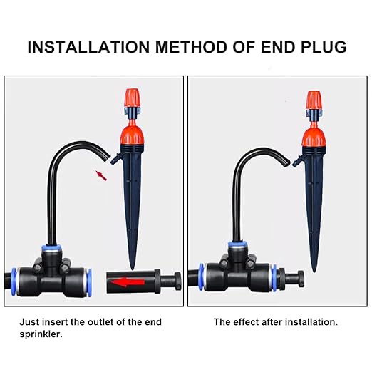 New drip Irrigation kit, Automatic Garden Watering System, Quick Connector and 360-degree Bending Dropper atomizing Copper Nozzle, Garden Plant Lawn Courtyard Watering System. (emitters with Piles)