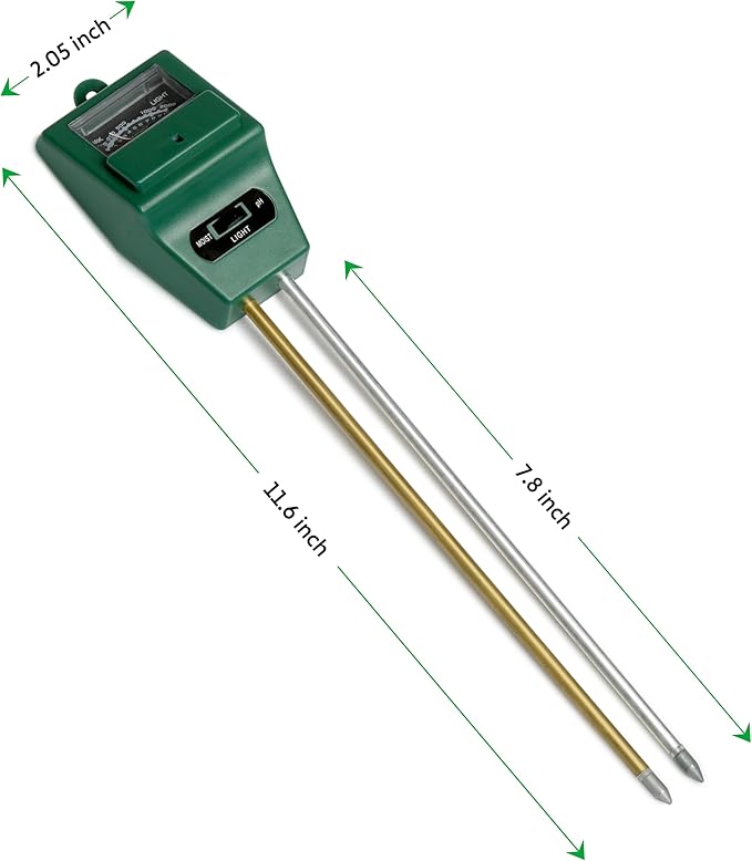 iPower 3-in-1 Plant Moisture/Light/PH Meter, Soil Test Kit for Gardening, Farming, Indoor & Outdoor Use