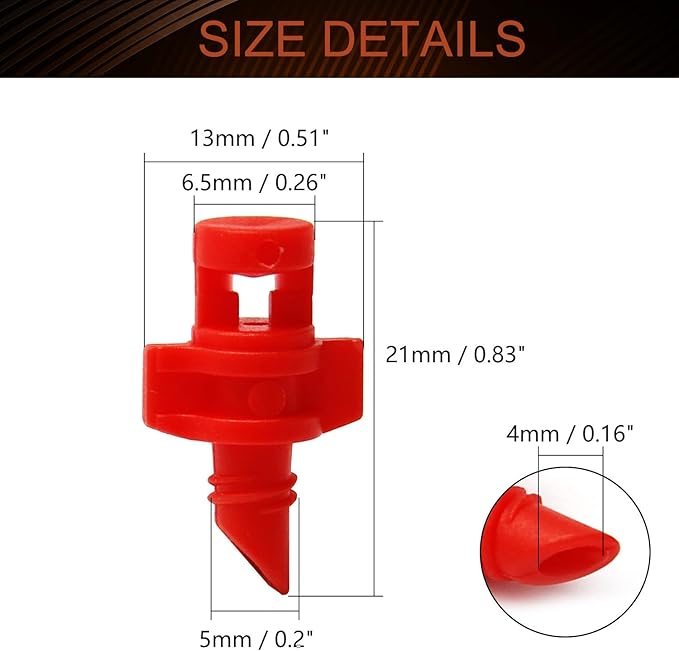 MroMax 25Pcs 360 Degree Micro Sprayer Automizing Sprinkler Nozzle Hydroponic Aeroponic Misters Fan Jet for Miniature Garden Lawn Plant Irrigation System Red