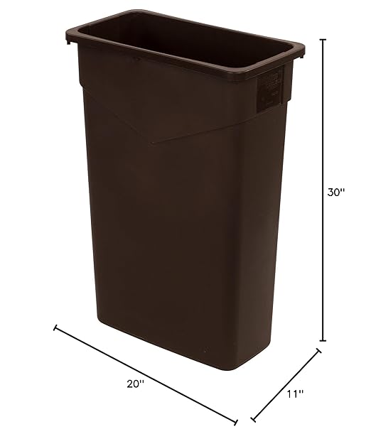 Carlisle FoodService Products 34202369 TrimLine Rectangle Waste Container Trash Can Only, 23 Gallon, Dark Brown
