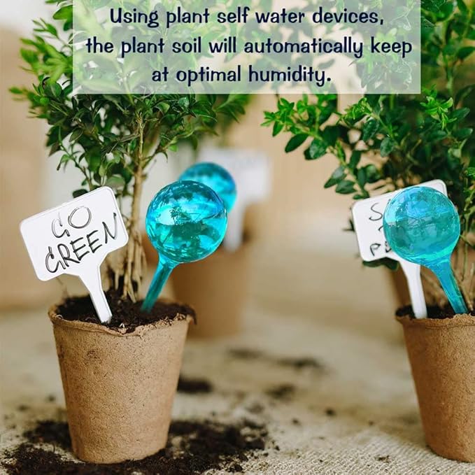 Plant Watering Stakes, Large 12pcs Flower Automatic Watering Bulbs, Plastic Plant Flower Self Watering Globes, Garden Self Watering Planter Insert for Daily Watering