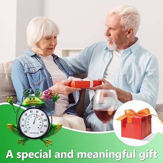 Indoor Outdoor Thermometer, Frog Wall-Mounted Thermometer Waterproof for Patio Garden Yard & Living Room, No Battery Needed