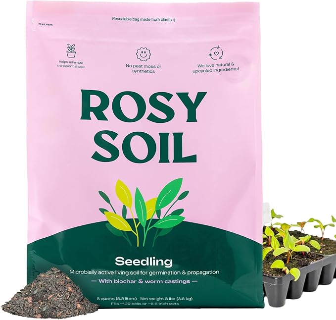 Seedling Seed Starter Soil Mix - Peat-Free Organic Potting Mix for Seeds, Cuttings, Microgreens- Enriched w/Worm Castings, Root-Boosting Biochar, Less Prone to Gnats for Germination & Propagation- 8qt