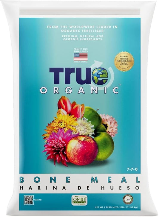 True Organic Bone Meal – Organic Fertilizer for Growth, Flowering, and Fruit Production – 25lb Bag Covers 508 Sq. Ft.