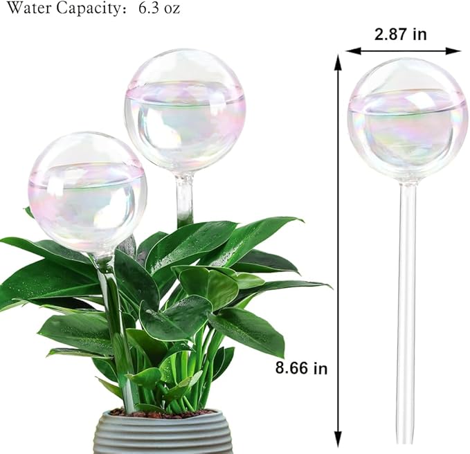 MOONSOUND 6pcs Glass Plant Watering Devices, Planter Self Watering Globes for Home Potting, Garden Flower Plant Watering Spikes Automatic Plant Water Bulbs Set for Indoor Outdoor Plant Daily Watering