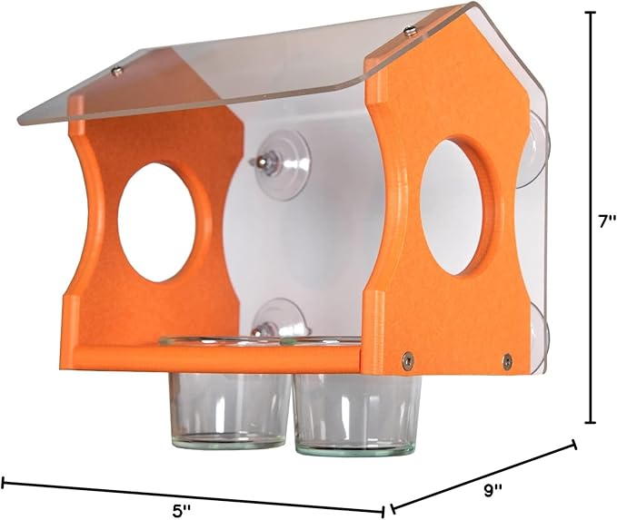 JCs Wildlife Recycled Poly Lumber Window Oriole Jelly Bird Feeder - Transparent Back - Made in The USA - Grape Jelly Bird Feeder