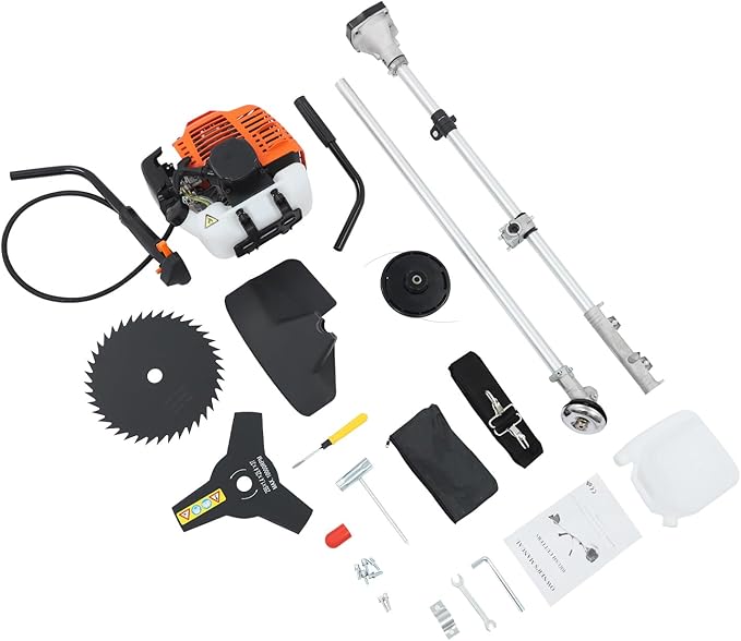 42.7cc Gas Weed Wacker, Gas Powered Weed Trimmer, 2-in-1 Weed Eater Gas Powered with 3 Cutting Heads, 6500RPM Professional Grass Trimmer for Lawn Care, Shoulder Strap Included