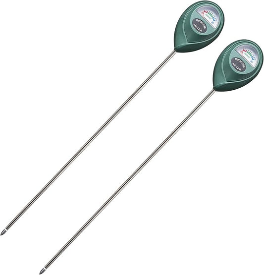 XLUX Long Probe Deep Use Soil Moisture Meter Sensor, Water Monitor Indicator, Hygrometer for Outdoor Indoor Large Pot Plants, Flower, Gardening, Farming, 2 Pack