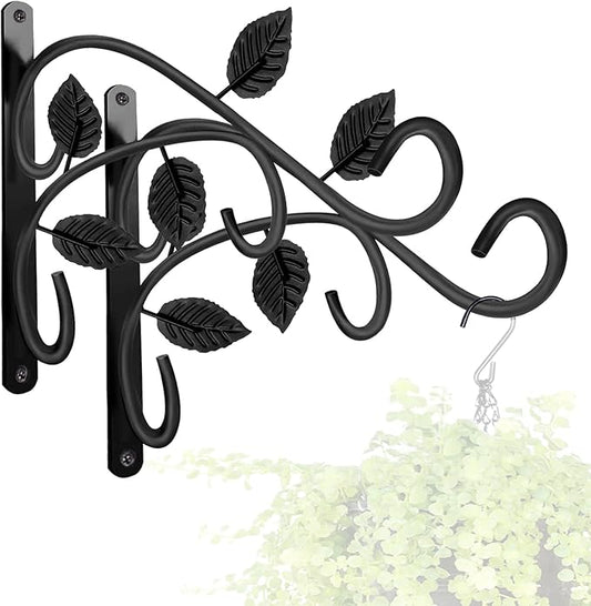 KABB 2 PCS Metal Hanging Hook Plants Brackets, 12 Inch Iron Wall Mount Bracket Durable Rust-Resistant Plant Hanger Hook for Hanging Plants Bird Feeder Wind Chimes Lantern