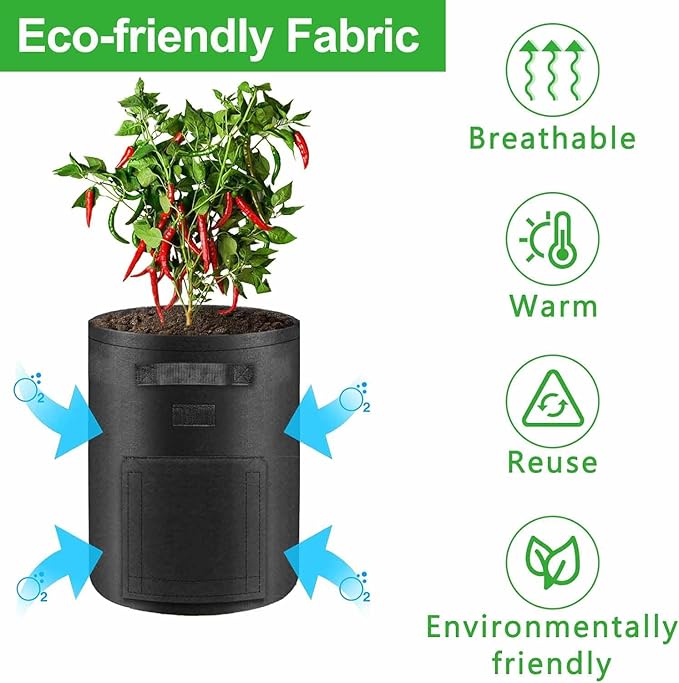 TCBWFY 8 Pack Potato Grow Bags with 2 Flaps 15 Gallon,Heavy Duty 14oz/yd² Planter Pot with Sturdy Handles and 2 Harvest Windows for Potato Tomato and Vegetables