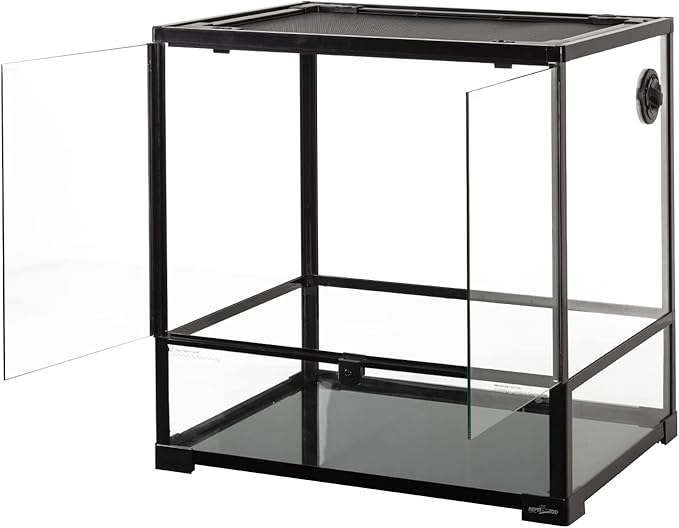REPTIZOO 45 Gallon Glass Reptile Terrarium 24" x 18" x 24" Knock-Down Reptile Tank with Double Hinge Door and Top Screen Ventilation Easy Assembly Terrarium