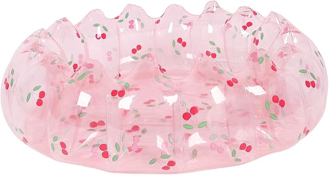 Inflatable Swimming Pool, Portable Play Pit Pool for Kids, 29 Inch PVC Material, Indoor Outdoor Use, Transparent Cherry