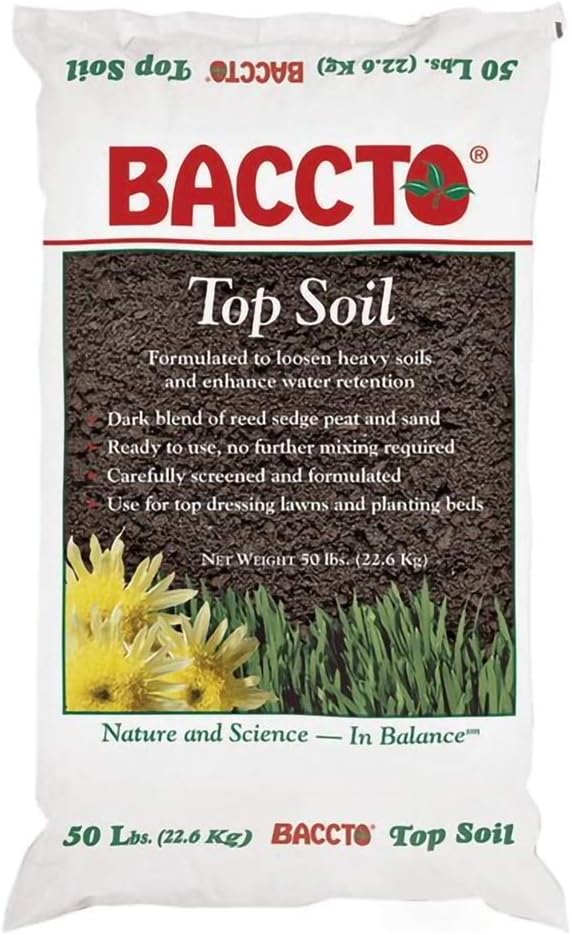1550P Baccto Top Soil for Lawns, Gardens, and Raised Planting Beds with Reed Sedge, Peat, and Sand, 50 Pounds (6 Pack)