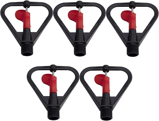 MroMax Butterfly Rotating Sprinkler, 1/2BSPF Thread Plastic Micro Atomizing Nozzle for Garden Irrigation, 5Pcs (Black&Red)