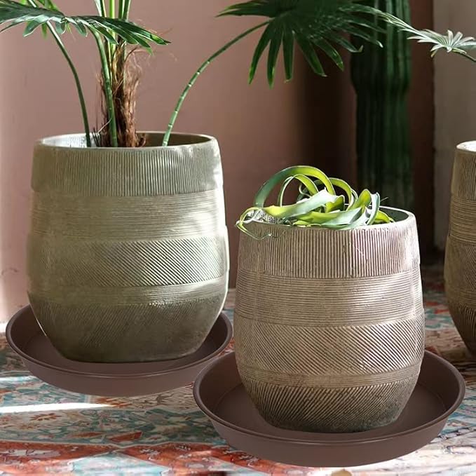2 Pack of Plant Saucer 19", 2.3" Depth, 18 19 inch Plant Tray Saucer, Plant Dish for The Garden, Large Plant Saucer (19", Chocolate)