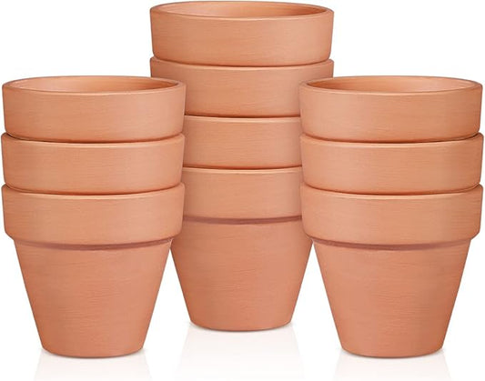 OLEEP Clay Pot - 10 Pack Large Terra Cotta Plant Pot with Drainage Hole, Clay Planters Pot, Terracotta Pot for Indoor Outdoor Plant (5.5 inch)