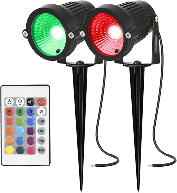 Low Voltage Landscape Lights Color Changing RGB 5W DC12V LED Landscape Lighting Outdoor Waterproof Spotlight Remote Control for Garden Pathway Christmas Decorative Light
