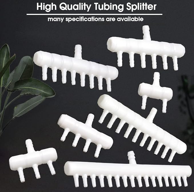Rake-shaped hose joint air discharge diverter, Plastic Barb Hose Fitting Connector, 3-Way Outlet Air Line Pump Tubing Splitter Water Flow Divider, for Aquarium Garden Agricultural Irrigation(8Pcs)
