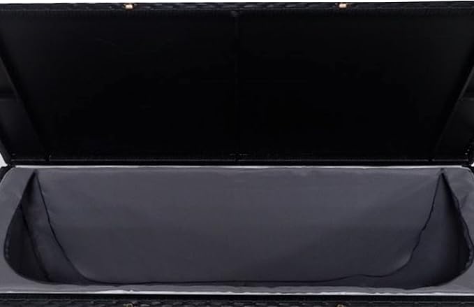 Oakland Living 113 Gallon Outdoor Storage Box, Patio Rattan Deck Box, Wicker Storage Bench for Indoor, Outdoor, Pool, Balcony, Yard, Garden, Black