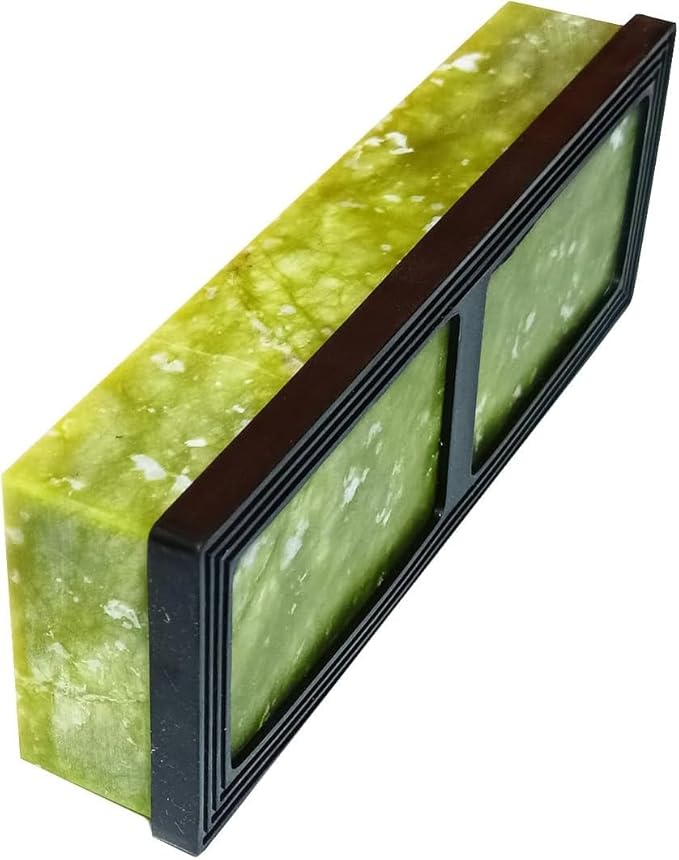 Knife Sharpening Stone,10000 Grit Sharpener Whetstone Final Fine Polishing Natural Green Honing Oilstone for, Knives Tools,Cutting ToolsAngle Guide, Diamond Stone and Non-Slip Rubber Base (SET-D)