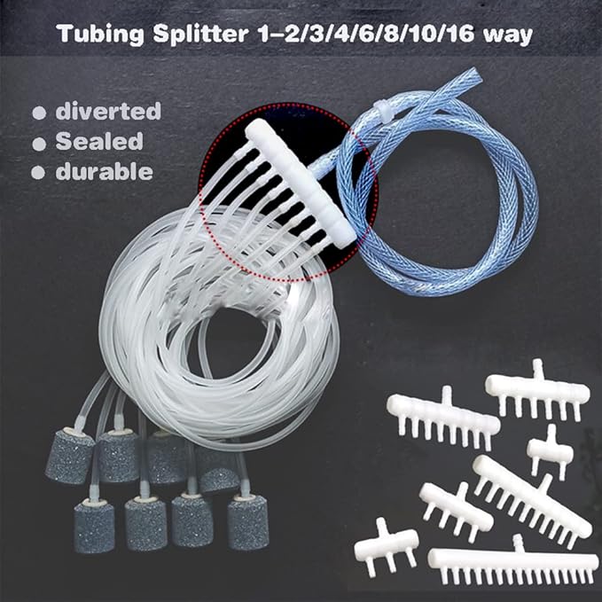 Rake-shaped hose joint air discharge diverter, Plastic Barb Hose Fitting Connector, 3-Way Outlet Air Line Pump Tubing Splitter Water Flow Divider, for Aquarium Garden Agricultural Irrigation(8Pcs)