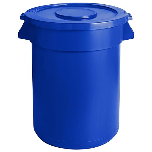 PRO&Family Trash can with Lid (Blue, 32 Gallon)