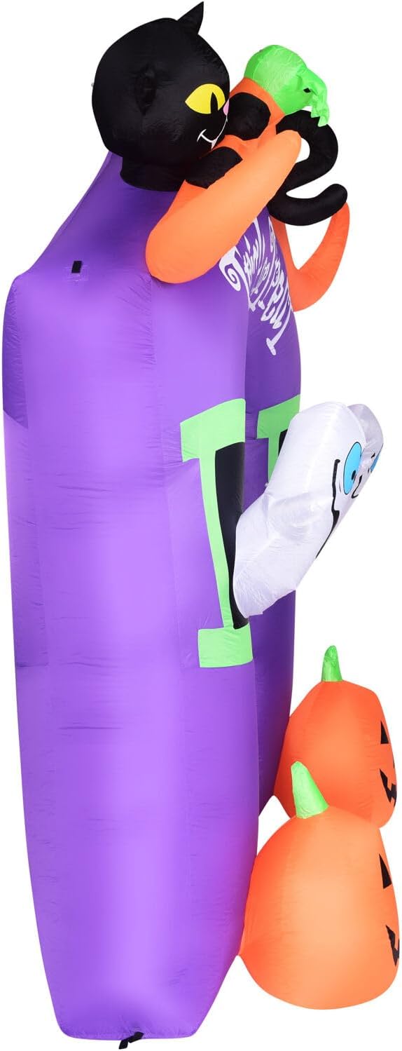 Haunted Hill Farm 9-Ft. Pre-Lit Trick or Treat Walkway Arch Inflatable Yard Decor with Black Cat, Jack-O-Lantern, and Ghost, Halloween Outdoor Blow-Up, Festive Outdoor Decorations for Patio and Yard