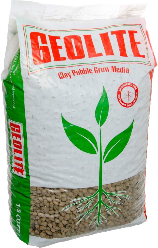 GEOLITE GMGC45L Clay Pebble Grow Media, Gray, 1.5 Cu. Ft. & PVP Industries PVP105408 120 Quarts – 4 Cubic Foot of Organic Perlite Planting Soil Additive Gi, White