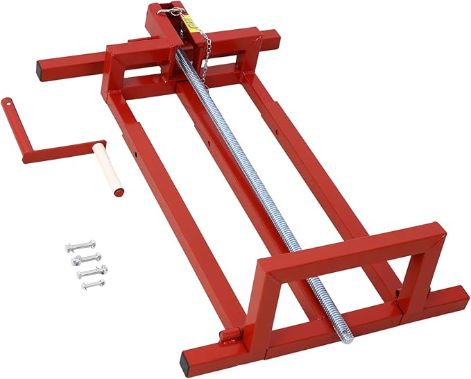 Ride on Lawn Mower Jack Lift, 800 Lbs Capacity Lawn Tractor Lifter Telescopic Maintenance Jack for Lawn Mowers and Garden Tractors, Lawn Tractor + 45°Tilt Adjustable (Red)