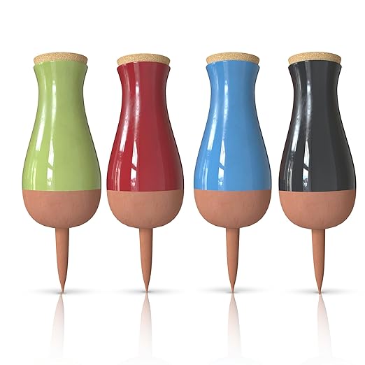 Plant Watering Globe Drip Irrigation Stakes- Extra Large Improved Drip Easy-Refill 4 Week Waterer System with Large Reservoir Bulbs - Automatic Self-Watering Device for Indoor & Outdoor