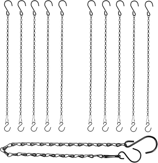 RIFNY Hanging Chain with Hooks, 10 Pieces 20 Inch Black Chain for Hanging Bird Feeders Planters Baskets Billboards Lanterns Wind Chimes Ornaments Outdoor/Indoor Use(20 inch 10pcs