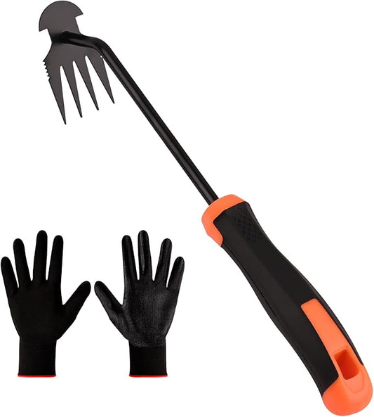 Weed Removal Tool, Portable Garden Weeder Tool,2024 New Manganese Steel Weed Puller Tool with Rubber Handle for Vegetable Gardening Garden Yard Farm Farm Planting & Uprooting Weeding Tool (Black)