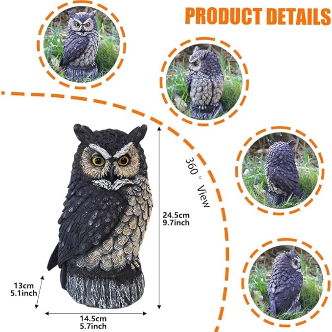 Solar Powered Owl Garden Statue Outdoor Decoration with Solar Lights Sculpture for Porch Patio Lawn and Yard Decoration Christmas Housewarming Gift for Mom