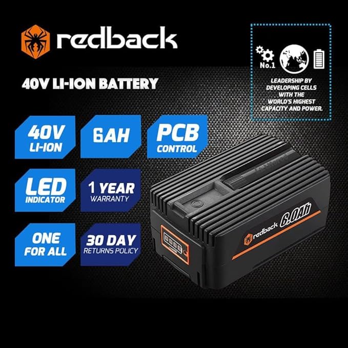 Redback Battery Powered Chainsaw Reliable 40V Cordless Chainsaw with 10m/s Chain Speed Gas Chainsaw Alternative Modern Lawn Care Equipment for Felling and Bucking with 2.0AH Battery Charger