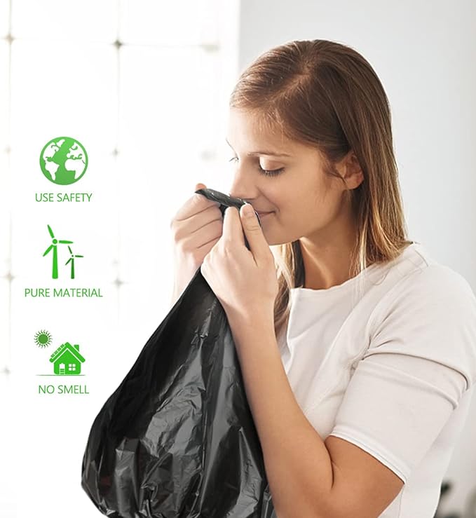 Teivio 3 Gallon 300 Counts Strong Trash Bags Garbage Bags, Bathroom Trash Can Bin Liners, Small Plastic Bags for Home Office Kitchen Kitchen (Black)