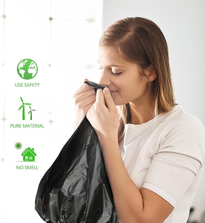 Teivio 2.6 Gallon 320 Counts Strong Trash Bags Garbage Bags, Bathroom Trash Can Bin Liners, Small Plastic Bags for Home Office Kitchen Kitchen (Black)