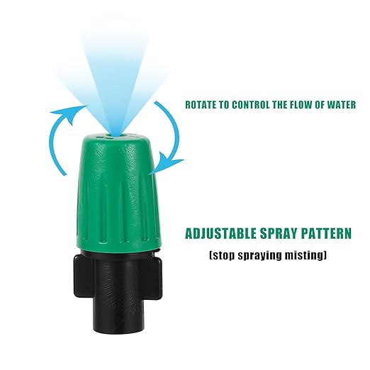 Leak-Proof Drip Irrigation System with 20 Adjustable Nozzles.20 Lock Barbed 6mm to 1/4 Inch Tee, 5 Lock Barbed End Plugs for Greenhouse Lawn Raised Bed (Drip Irrigation Nozzle kit)