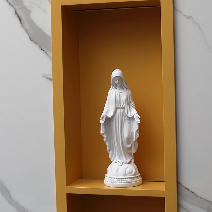 12 Inch Blessed Virgin Mary Decorative Figurine,Catholic Religious Gifts 12 Inch Resin Statue Figurine (White)…